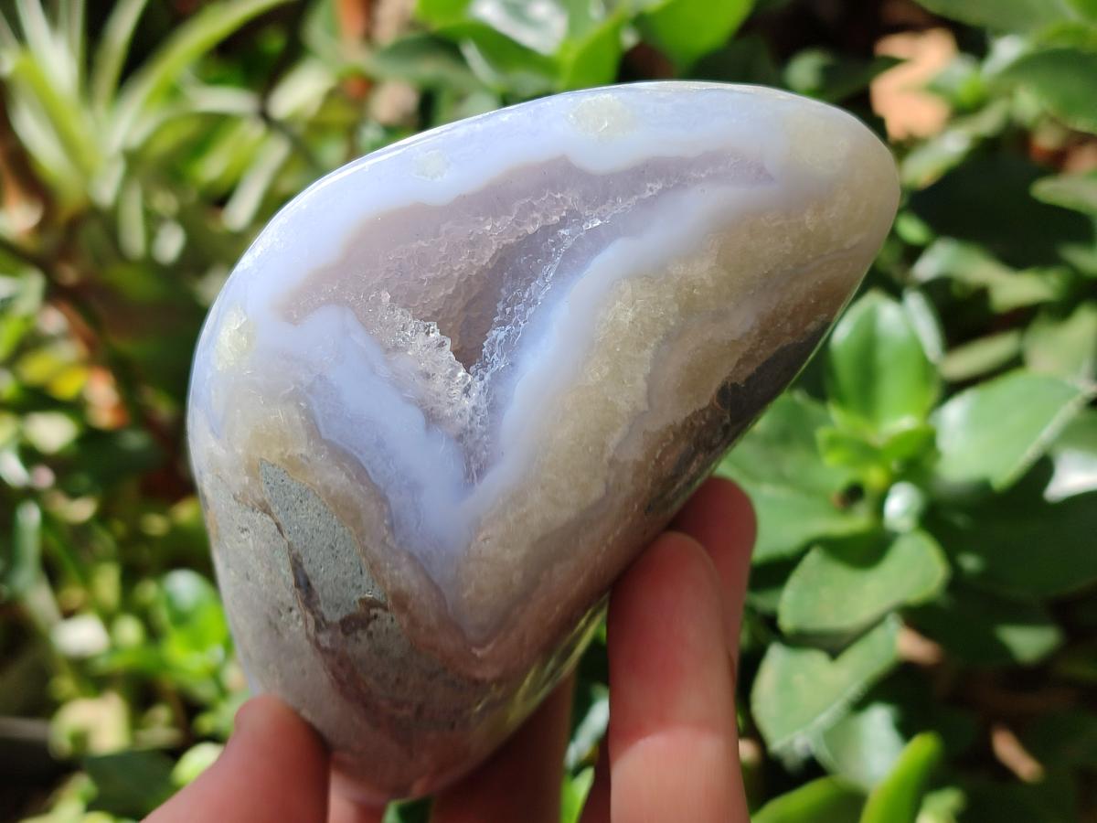 Polished Blue Lace Agate Standing Free Forms x 2 From Nsanje, Malawi
