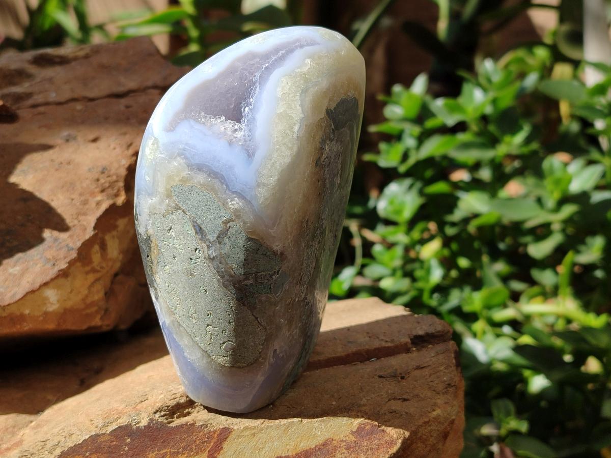 Polished Blue Lace Agate Standing Free Forms x 2 From Nsanje, Malawi