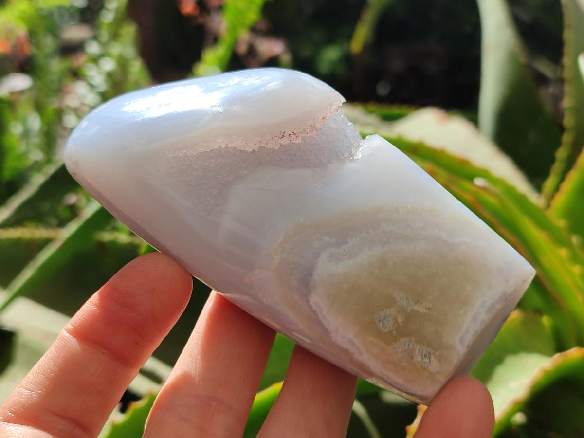 Polished Blue Lace Agate Standing Free Forms x 2 From Nsanje, Malawi