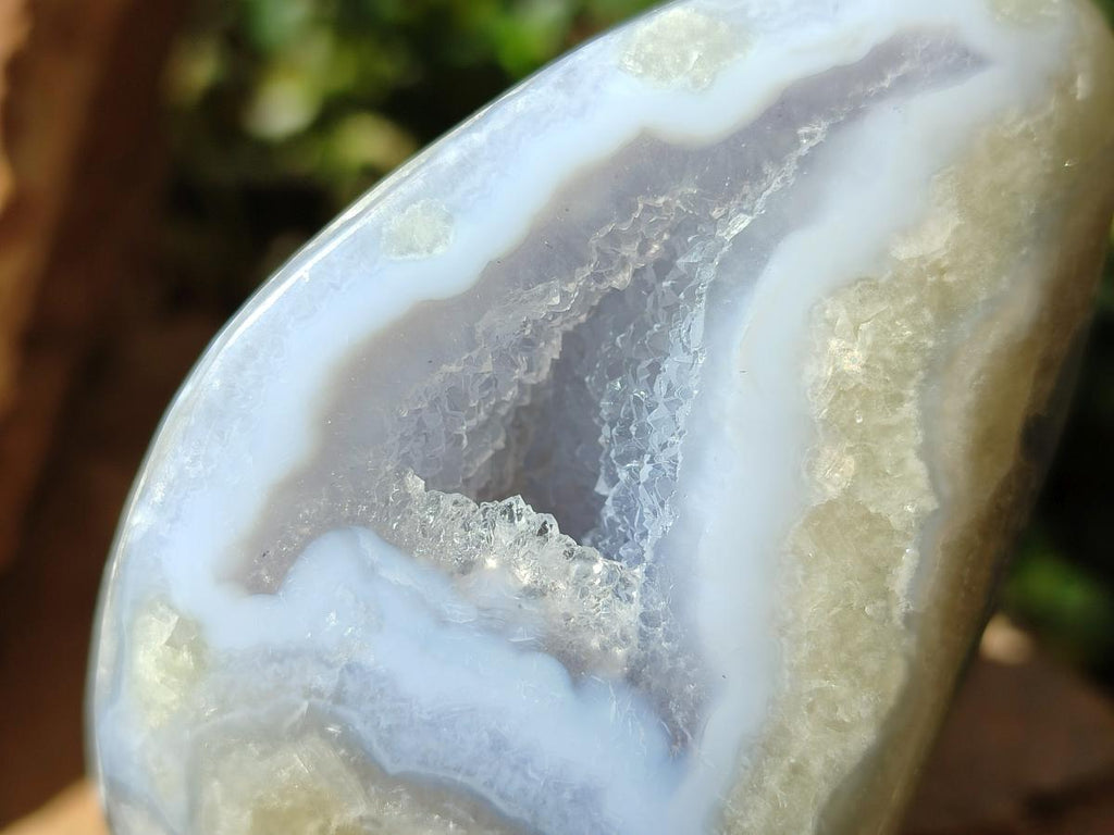 Polished Blue Lace Agate Standing Free Forms x 2 From Nsanje, Malawi