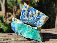 Natural Azurite And Malachite On Dolomite Specimens x 12 From Kaokoveld, Namibia