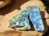 Natural Azurite And Malachite On Dolomite Specimens x 12 From Kaokoveld, Namibia