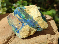 Natural Azurite And Malachite On Dolomite Specimens x 12 From Kaokoveld, Namibia