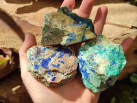 Natural Azurite And Malachite On Dolomite Specimens x 12 From Kaokoveld, Namibia