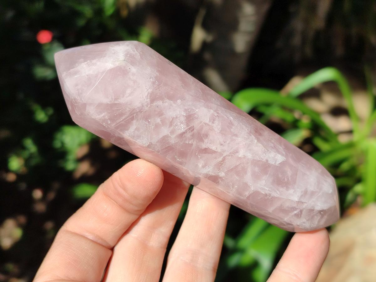 Polished Double Terminated Rose Quartz Crystals x 6 From Madagascar - Toprock Gemstones and Minerals 