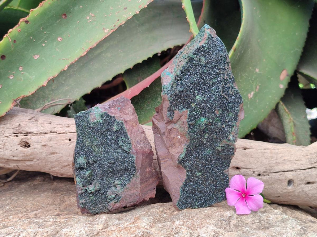 Natural Libethenite Crystals On Dolomite Matrix Specimens x 2 From Shituru, Congo - Toprock Gemstones and Minerals 
