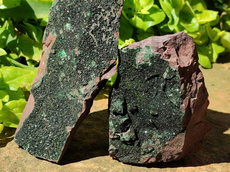 Natural Libethenite Crystals On Dolomite Matrix Specimens x 2 From Shituru, Congo