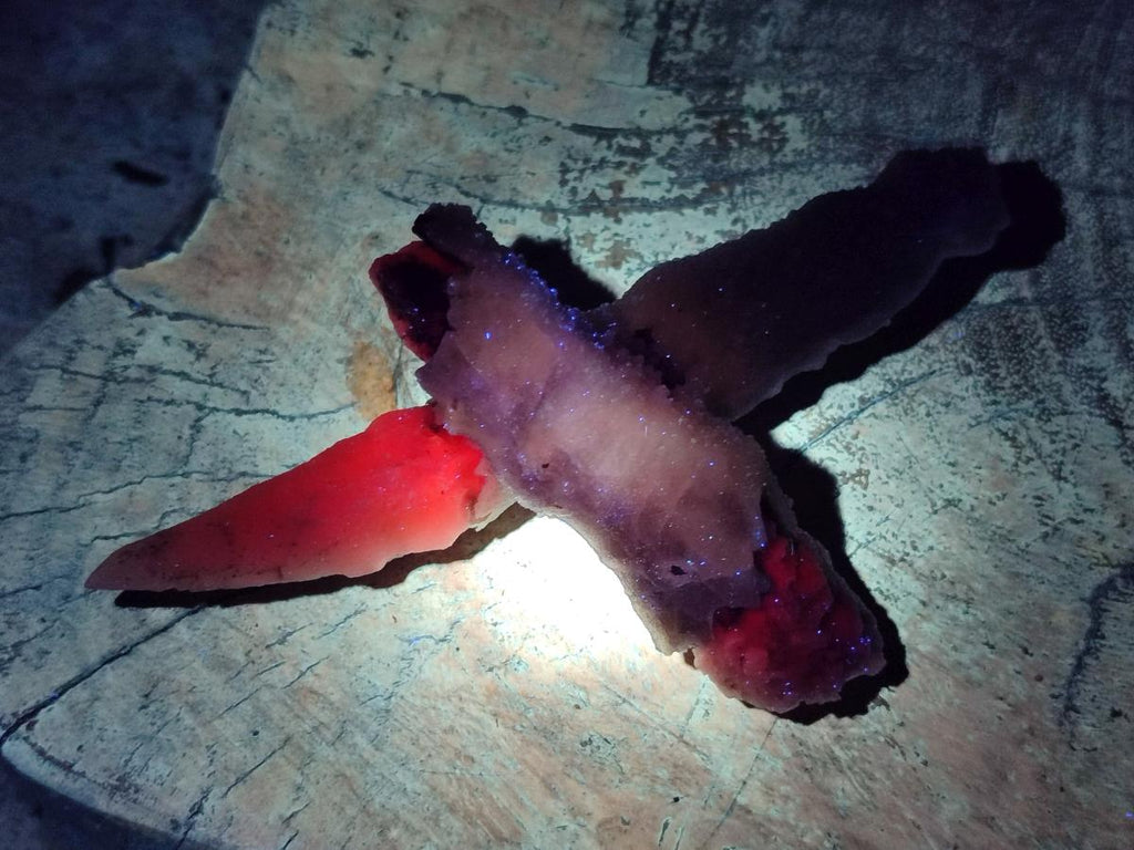 Natural Drusy Quartz Coated Spearhead Calcite Specimens x 12 From Albert's Mountain, Lesotho