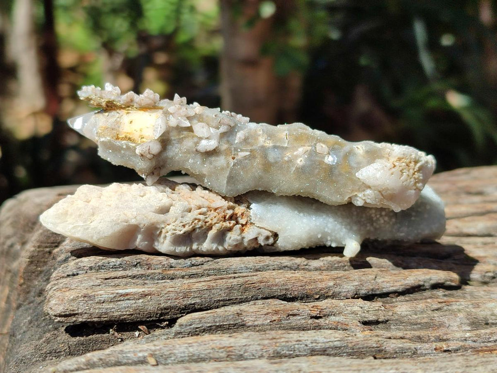 Natural Drusy Quartz Coated Spearhead Calcite Specimens x 12 From Albert's Mountain, Lesotho