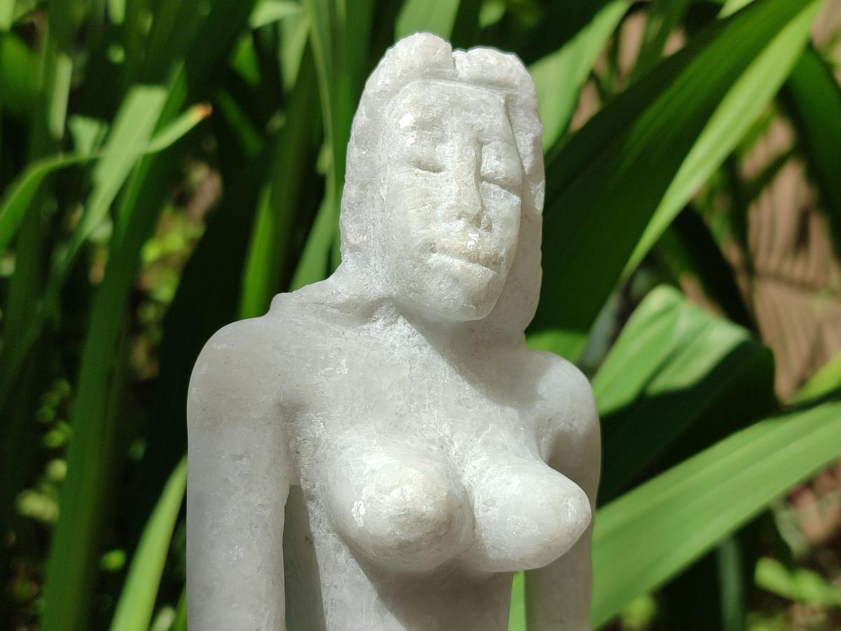 Hand Made White Marble Mermaid Carving x 1 From Zimbabwe - Toprock Gemstones and Minerals 