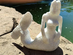 Hand Made White Marble Mermaid Carving x 1 From Zimbabwe - Toprock Gemstones and Minerals 