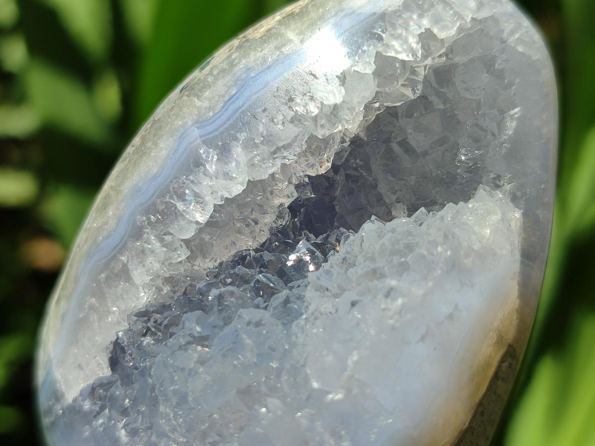 Polished Blue Lace Agate Standing Free Forms x 6 From Nsanje, Malawi