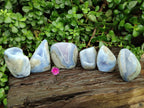 Polished Blue Lace Agate Standing Free Forms x 6 From Nsanje, Malawi