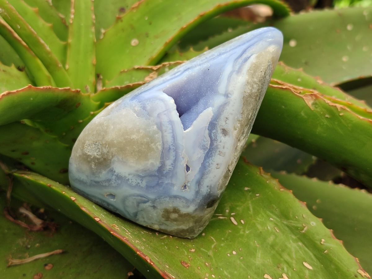 Polished Blue Lace Agate Standing Free Forms x 6 From Nsanje, Malawi