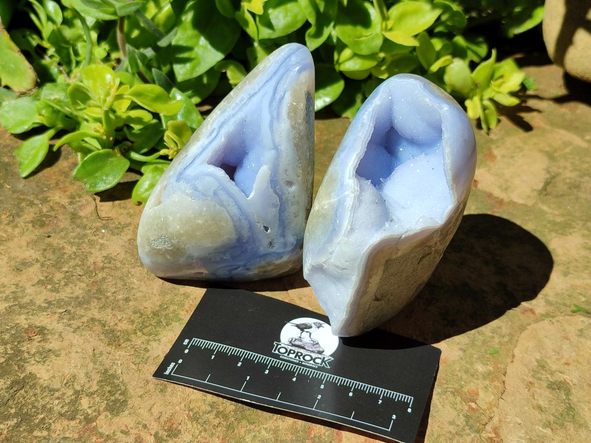 Polished Blue Lace Agate Standing Free Forms x 6 From Nsanje, Malawi