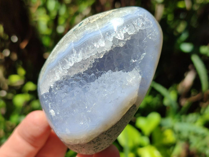Polished Blue Lace Agate Standing Free Forms x 6 From Nsanje, Malawi - Toprock Gemstones and Minerals 