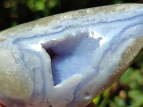 Polished Blue Lace Agate Standing Free Forms x 6 From Nsanje, Malawi - Toprock Gemstones and Minerals 