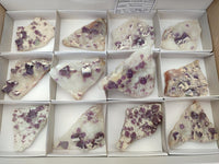Natural Purple Cubic Fluorite On White Matrix Specimens x 12 From Khorixas, Namibia