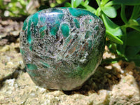 Polished Emerald Mica 'Mutokolite' Standing Free Forms x 3 From Mutoko, Zimbabwe
