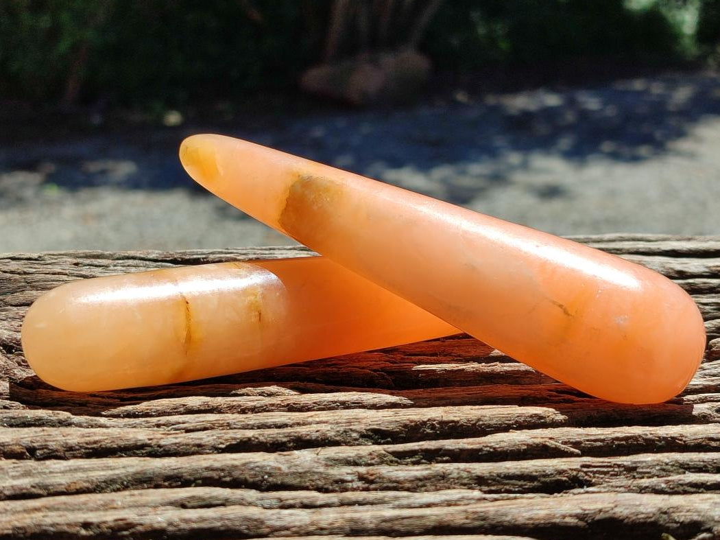 Polished Orange Twist Calcite Massage Wands x 9 From Maevantanana, Madagascar