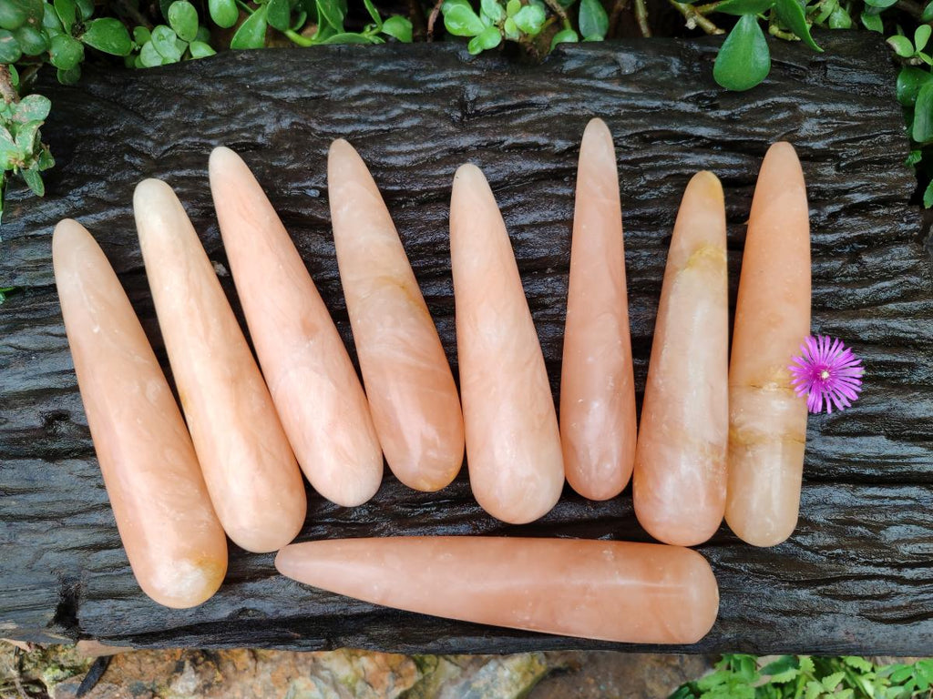 Polished Orange Twist Calcite Massage Wands x 9 From Maevantanana, Madagascar