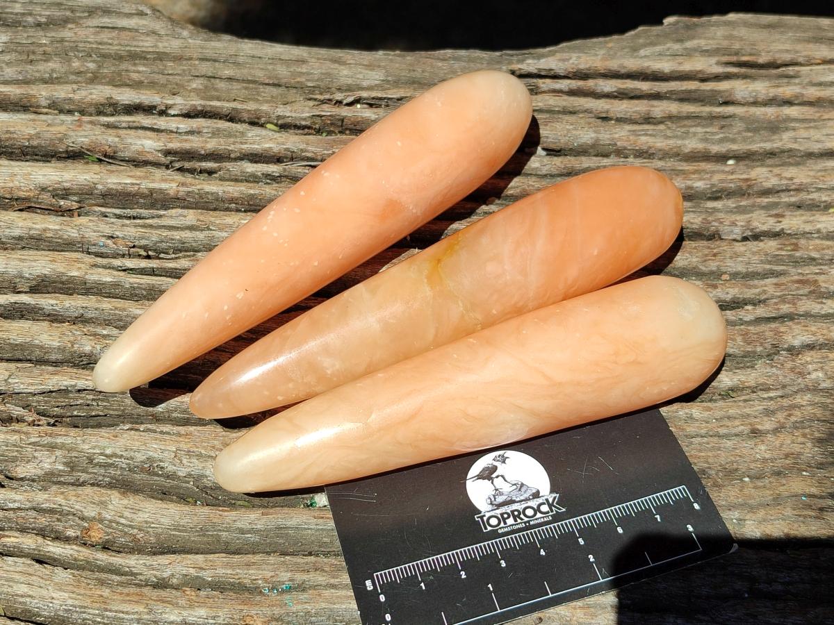 Polished Orange Twist Calcite Massage Wands x 9 From Maevantanana, Madagascar