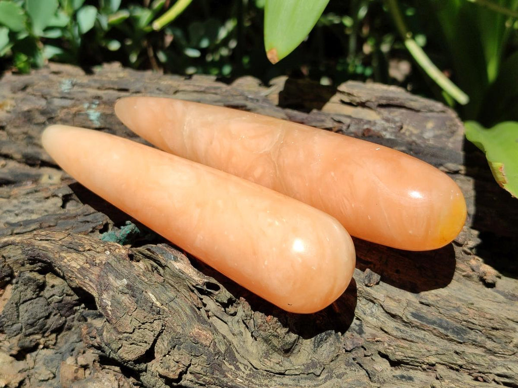 Polished Orange Twist Calcite Massage Wands x 9 From Maevantanana, Madagascar