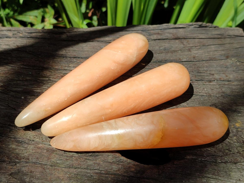 Polished Orange Twist Calcite Massage Wands x 9 From Maevantanana, Madagascar