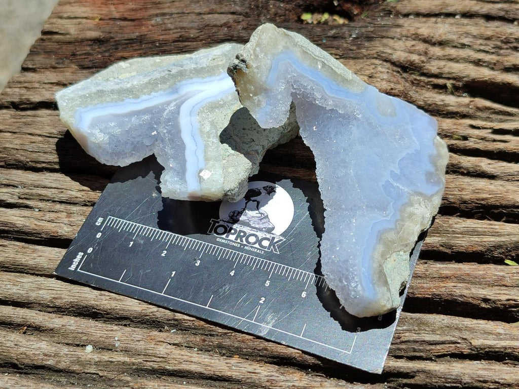 Polished On One Side Blue Lace Agate Geodes x 12 From Nsanje, Malawi