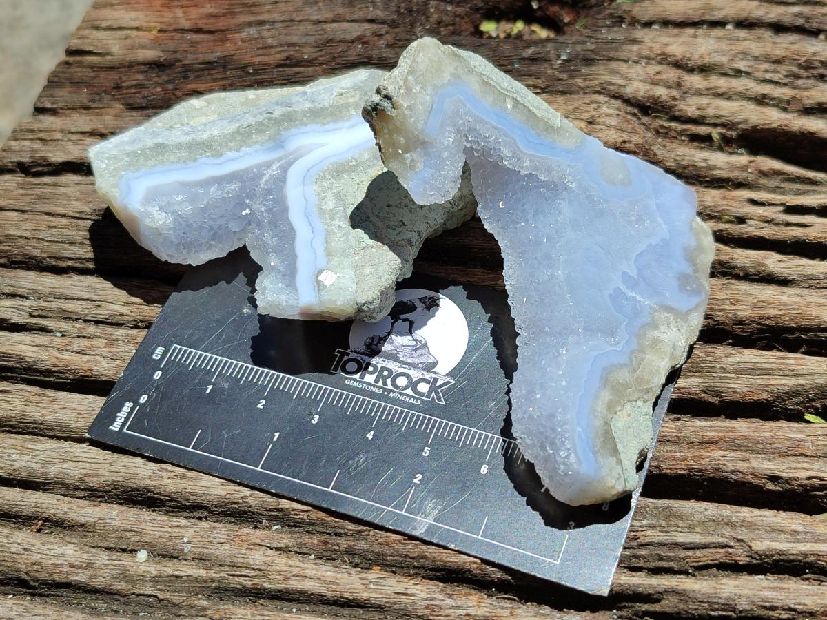 Polished On One Side Blue Lace Agate Geodes x 12 From Nsanje, Malawi