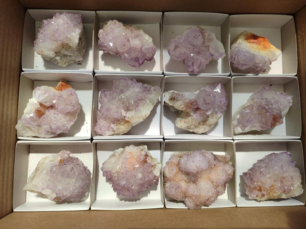 Natural Sunburst Amethyst Spirit Clusters And Crystals x 12 From Boekenhouthoek, South Africa