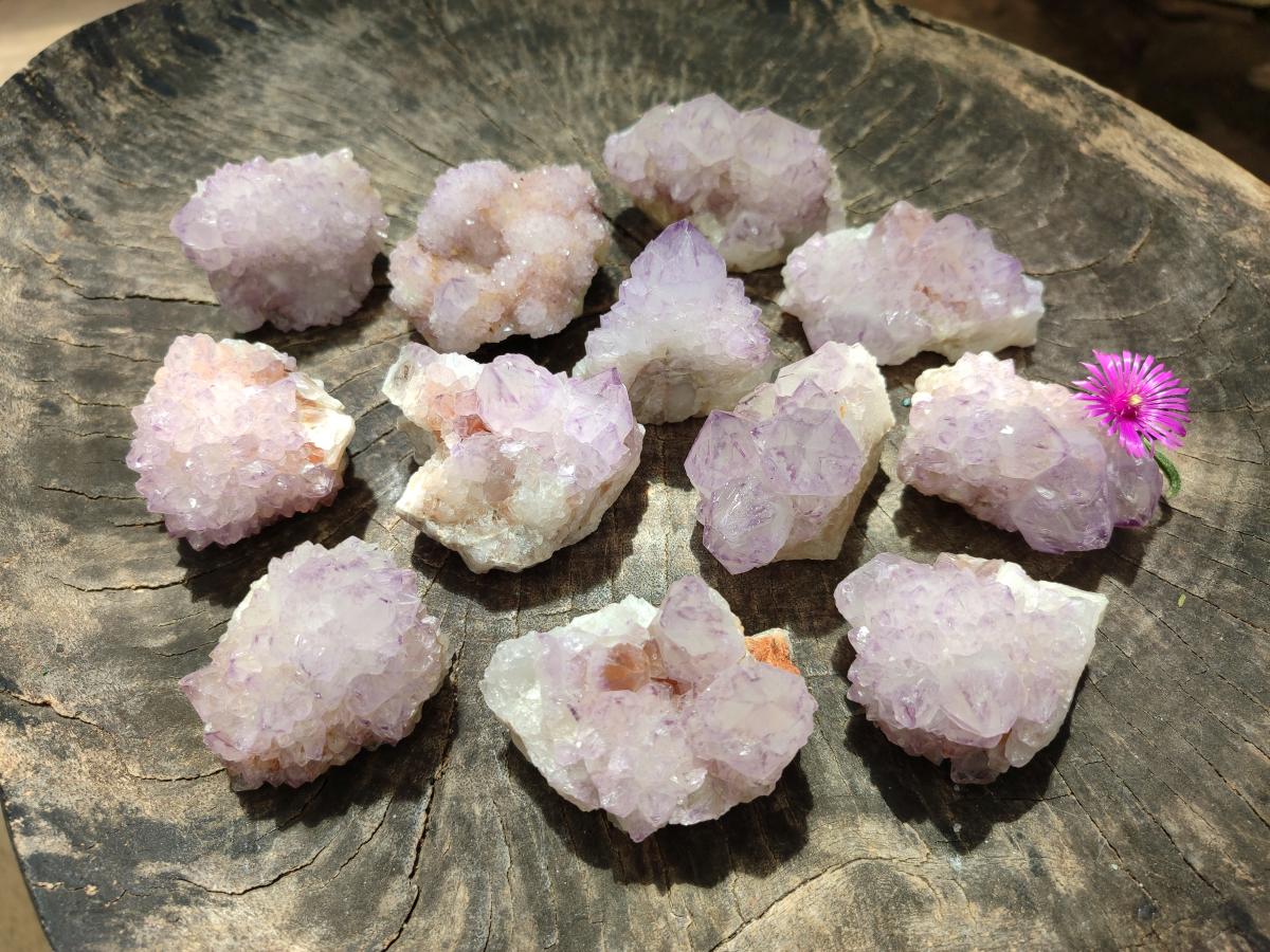 Natural Sunburst Amethyst Spirit Clusters And Crystals x 12 From Boekenhouthoek, South Africa
