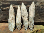 Natural Drusy Quartz Coated Calcite Pseudomorph Spearhead Specimens x 12 From Albert's Mountain, Lesotho