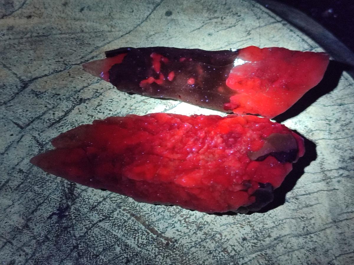 Natural Drusy Quartz Coated Calcite Pseudomorph Spearhead Specimens x 12 From Albert's Mountain, Lesotho