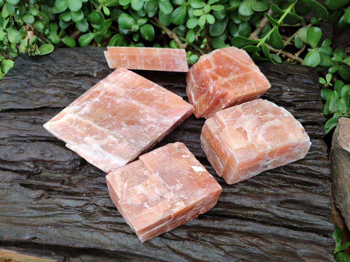 Natural Sunset Orange Calcite Specimens x 5 From Spitzkop, Namibia