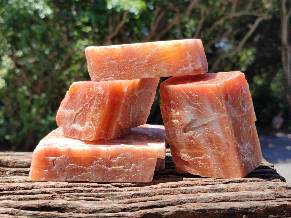 Natural Sunset Orange Calcite Specimens x 5 From Spitzkop, Namibia