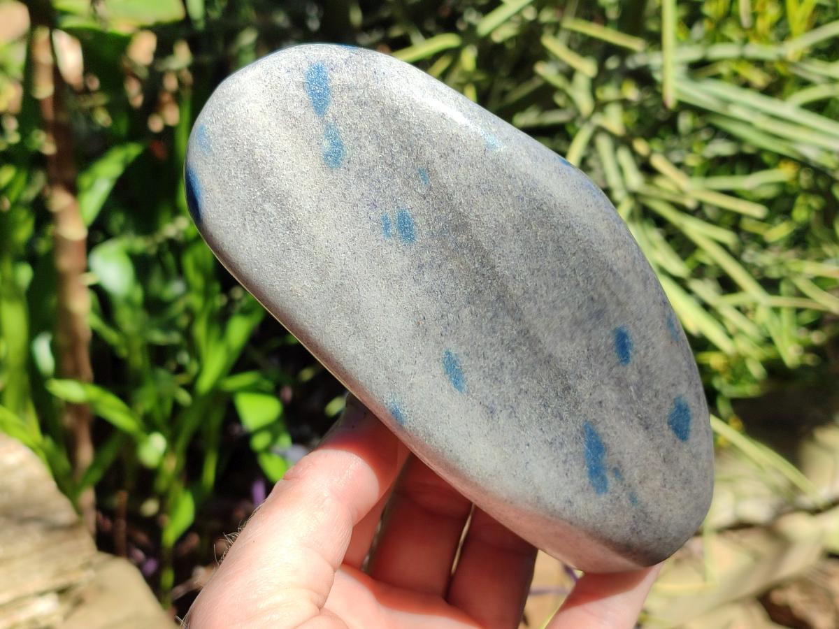 Polished Blue Spotted Spinel In Quartz Standing Free Forms x 2 From Madagascar