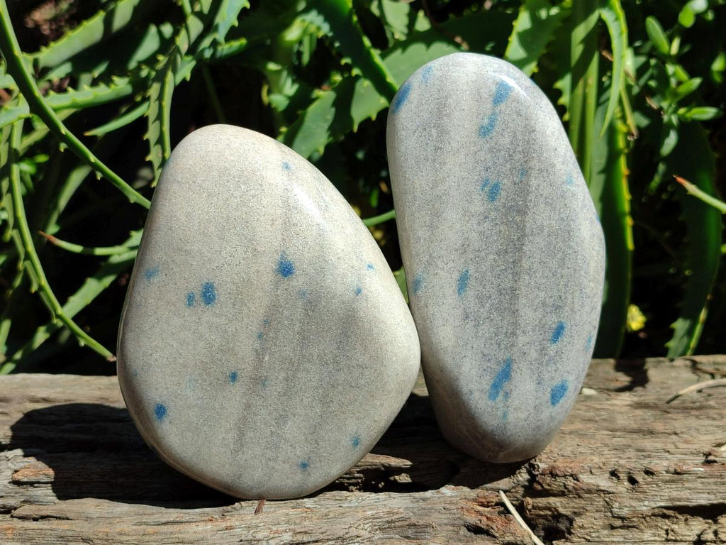 Polished Blue Spotted Spinel In Quartz Standing Free Forms x 2 From Madagascar