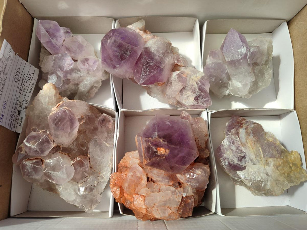 Natural Jacaranda Amethyst Crystal Clusters x 6 From Mumbwa, Zambia
