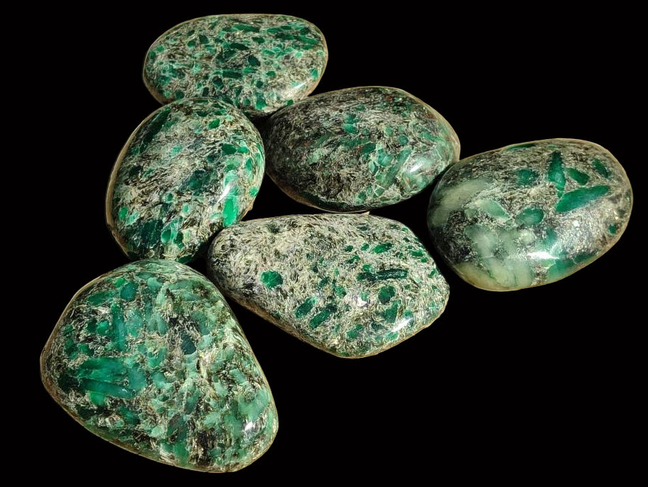 Polished Emerald Mica 'Mutokolite' Free Forms x 6 From Mutoko, Zimbabwe