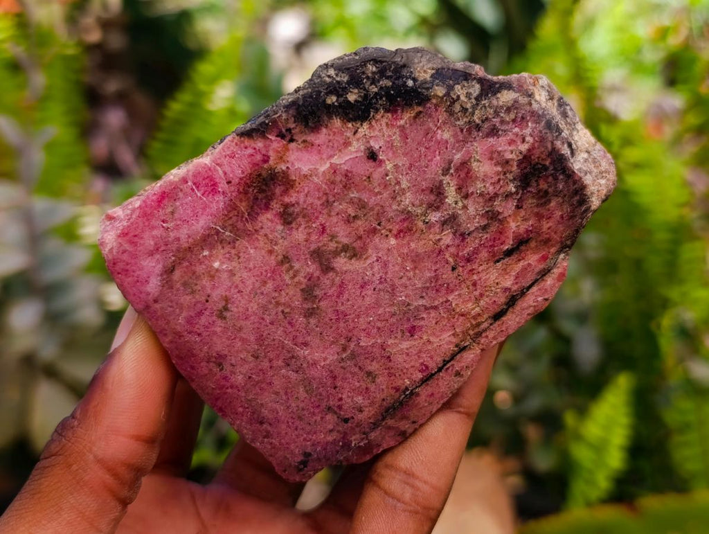 Polished On One Side Rhodonite Nodules x 5 From Ambindavato, Madagascar
