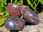 Polished On One Side Rhodonite Nodules x 5 From Ambindavato, Madagascar