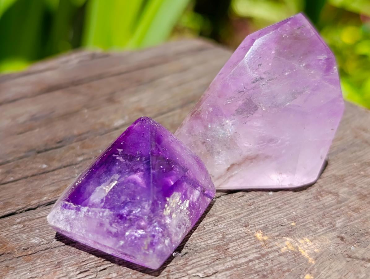Polished Window Smokey Amethyst Crystals x 35 From Akansobe, Madagascar