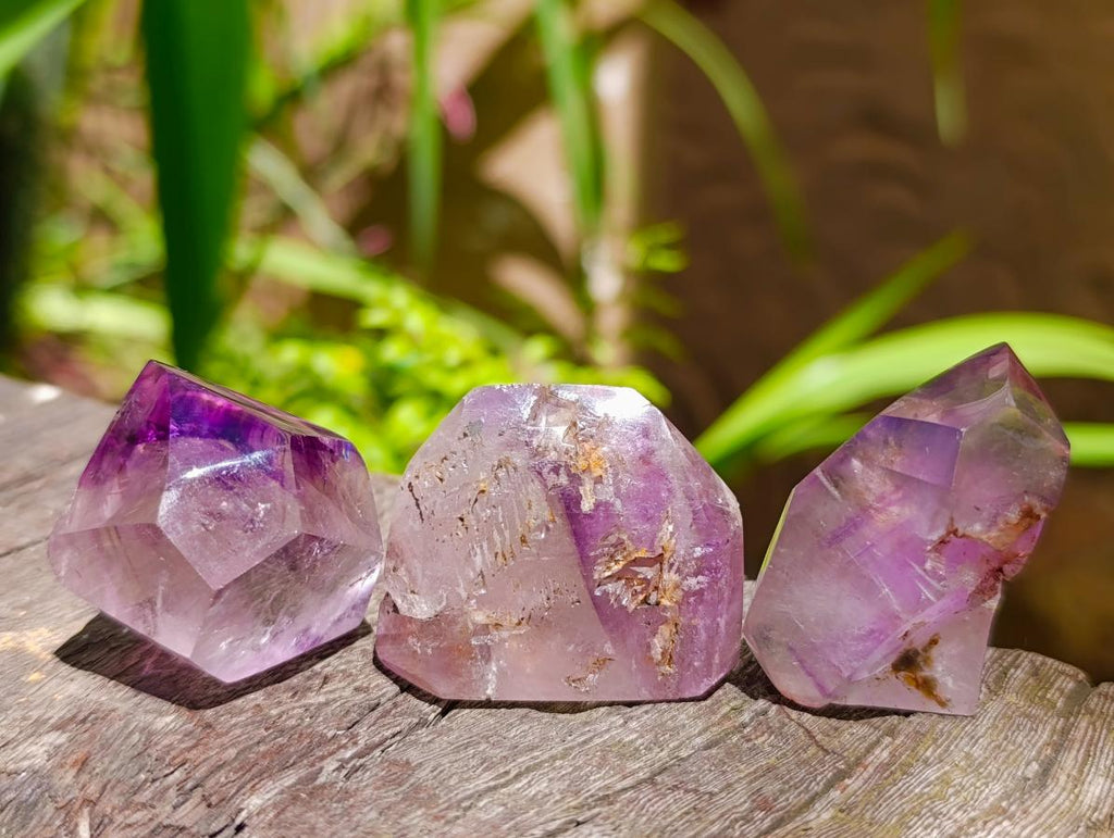 Polished Window Smokey Amethyst Crystals x 35 From Akansobe, Madagascar