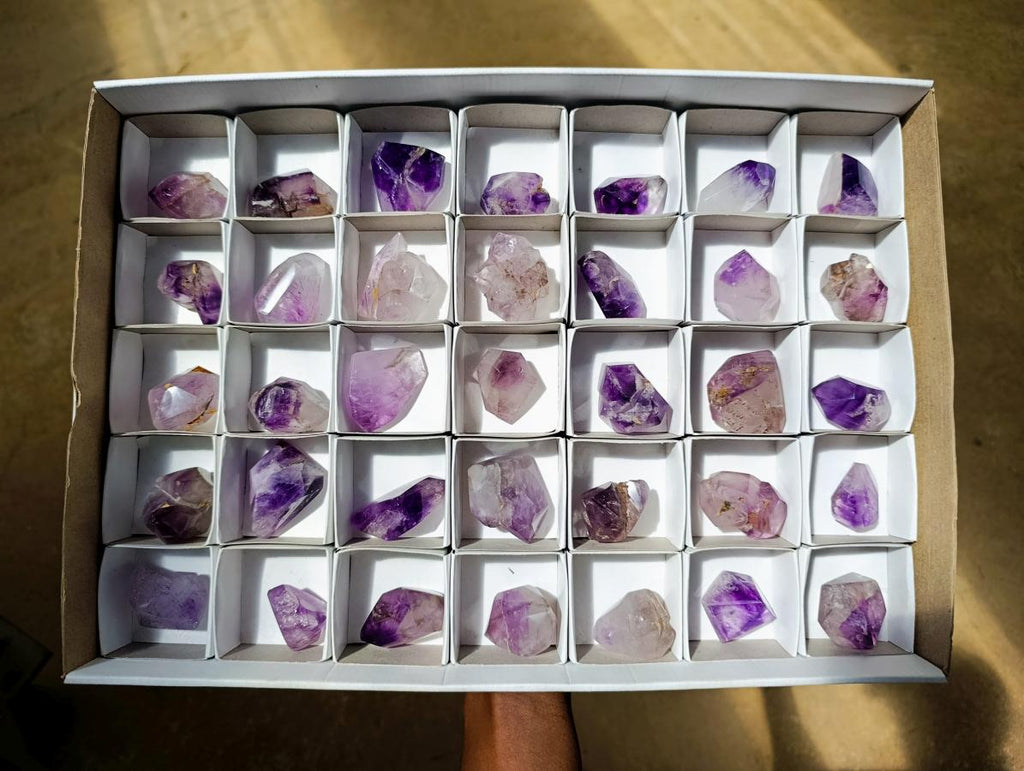Polished Window Smokey Amethyst Crystals x 35 From Akansobe, Madagascar