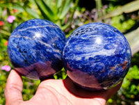 Polished Sodalite Spheres x 2 From Kunene River, Namibia