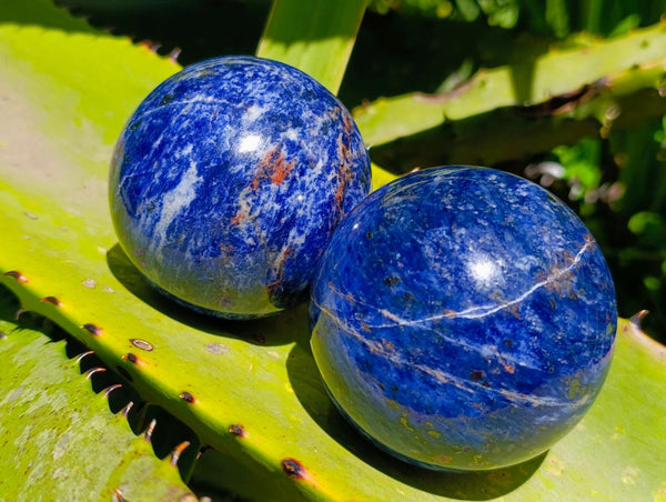 Polished Sodalite Spheres x 2 From Kunene River, Namibia