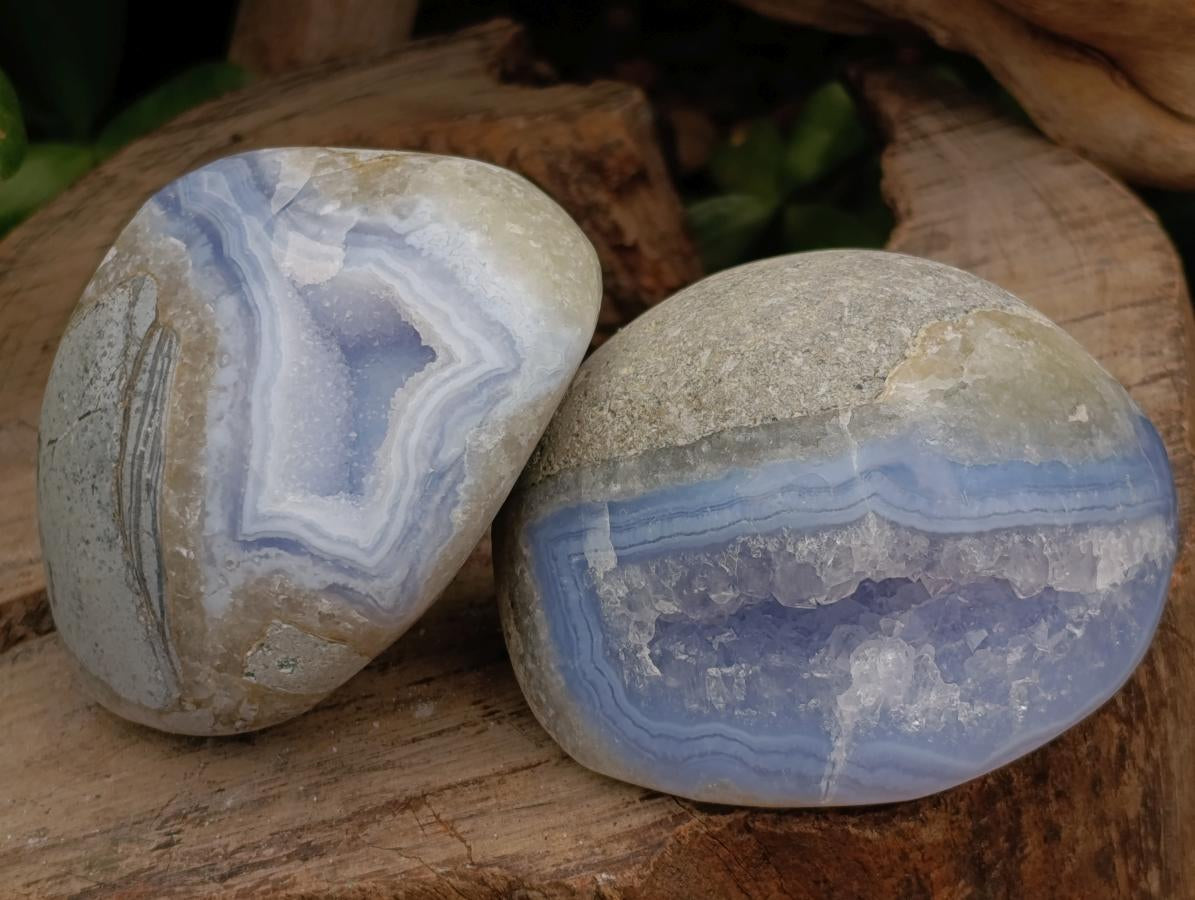 Polished Blue Lace Agate Free Forms x 5 From Nsanje, Malawi
