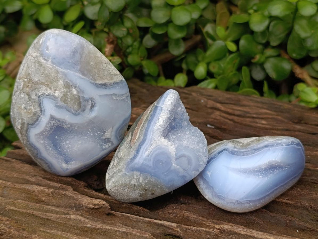 Polished Blue Lace Agate Free Forms x 5 From Nsanje, Malawi