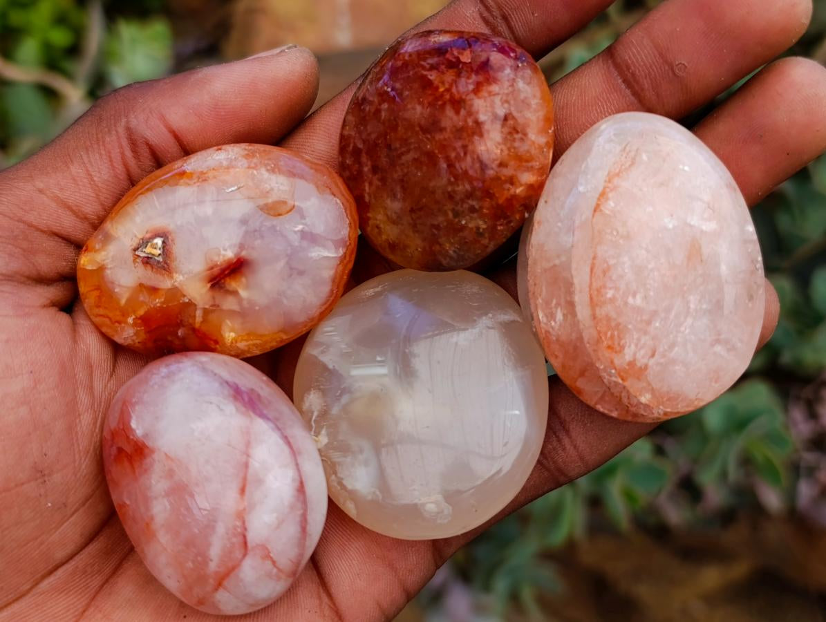 Polished Carnelian Agate Gemstone Galets x 25 From Madagascar